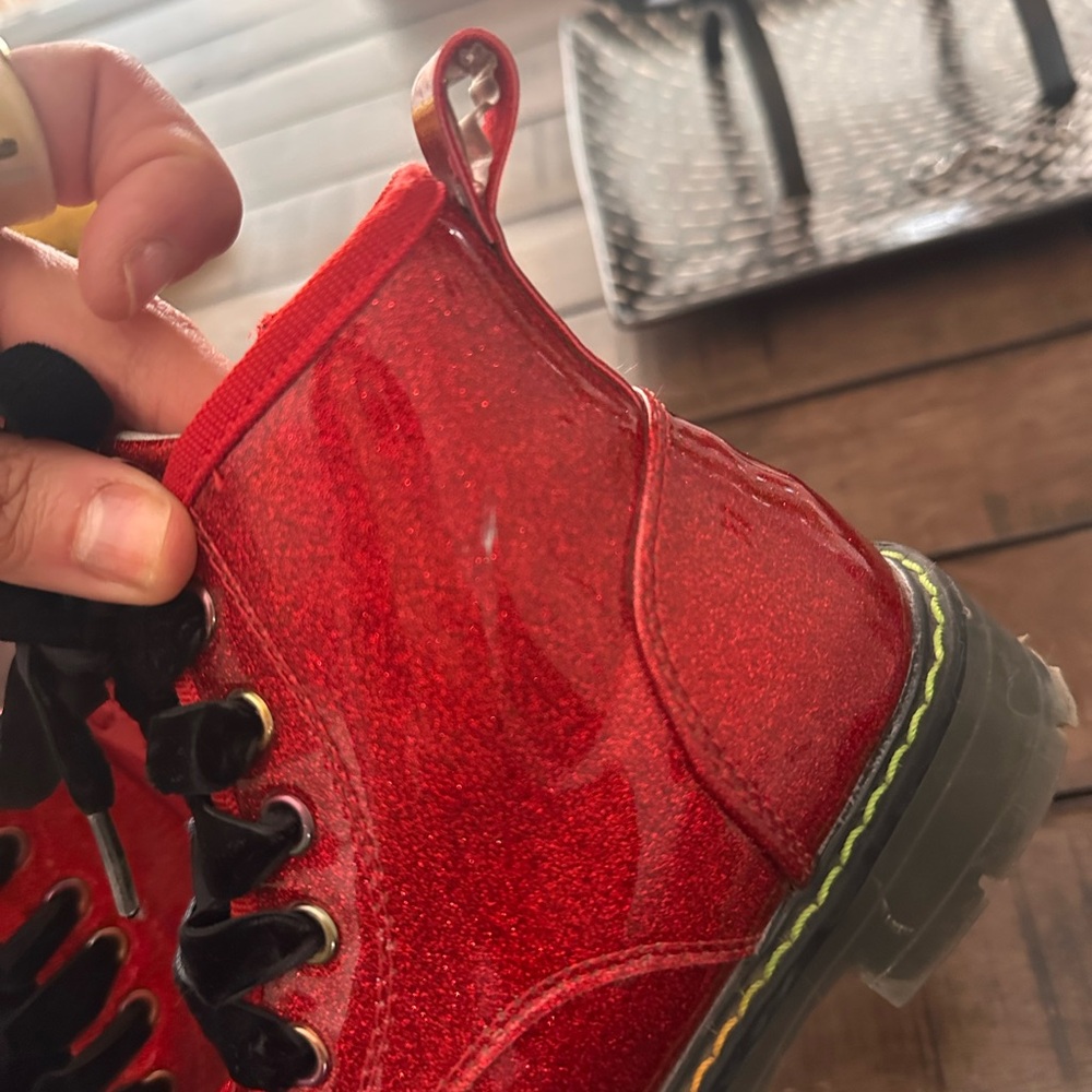 Kids Red Sparkle Ankle Boots - 11T - Picture 8 of 8